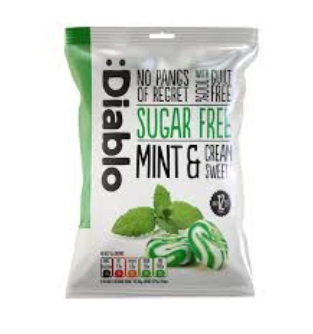 DIABLO SUGAR FREE MINT & CREAM SWEETS 75G